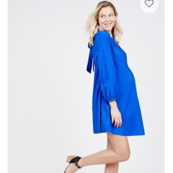 AMANDA UPRICHARD LE TOTE ROYAL BLUE BOW TIE BACK MINI DRESS SIZE SMALL MATERNITY - Picture 1 of 13
